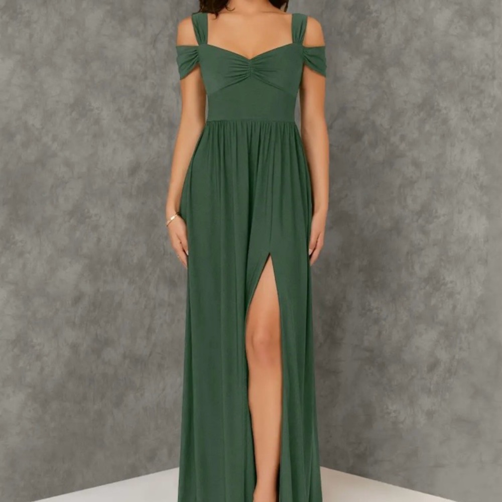 Azazie Red Cold-Shoulder Maxi Dress